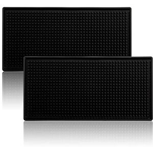 Tebery Lawei 2 Pack Bar Mat Rubber Bar Service Mat Non Slip 12" x 6" Black Mat Durable Spill Mat for Coffee Bars Kitchen Restaurants Counter-Top (Black) Tebery Lawei 2 Pack Bar Mat Rubber Bar Service Mat Non Slip 12" x 6" Black Mat Durable Spill Mat for Coffee Bars Kitchen Restaurants Counter-Top (Black)