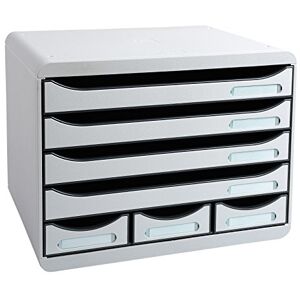 Exacompta Ref 307740D Store-Box EcoBlack Plus 7 Drawers Set 270 x 355 x 271mm in Size, Suitable for A4+ Documents, 3 Small Drawers for Accessories Light Grey Exacompta Ref 307740D Store-Box EcoBlack Plus 7 Drawers Set 270 x 355 x 271mm in Size, Suitable for A4+ Documents, 3 Small Drawers for Accessories Light Grey