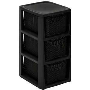 BranQ Home essential Shelf in Rattan Design, BPA-Free Plastic PP (polypropylene), Black, 29.5 x 24 x 48.7 cm, 3 Baskets BranQ Home essential Shelf in Rattan Design, BPA-Free Plastic PP (polypropylene), Black, 29.5 x 24 x 48.7 cm, 3 Baskets