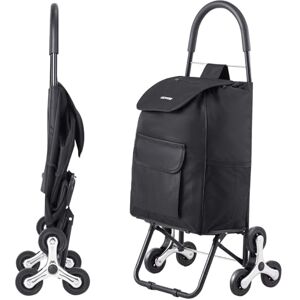 VEVOR 36L Folding Trolley Stair Climbing Handcart with 6 Wheels & Oxford Cloth Bag, Foldable Cart for Shopping Grocery Laundry, Black, Carbon Steel + EVA + PP + 600D, 17.72" x 13.78" x 37.99 VEVOR 36L Folding Trolley Stair Climbing Handcart with 6 Wheels & Oxford Cloth Bag, Foldable Cart for Shopping Grocery Laundry, Black, Carbon Steel + EVA + PP + 600D, 17.72" x 13.78" x 37.99
