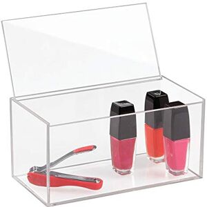 InterDesign iDesign 39650 Box with Lid, Medium Size Bathroom Made of BPA-Free Plastic, Stackable Makeup Storage for Eyeshadows, Lipsticks, Cotton Swabs and More, Clear, 20.3 x 10.2 x 10.2 cm InterDesign iDesign 39650 Box with Lid, Medium Size Bathroom Made of BPA-Free Plastic, Stackable Makeup Storage for Eyeshadows, Lipsticks, Cotton Swabs and More, Clear, 20.3 x 10.2 x 10.2 cm