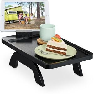 Relaxdays Sofa Armrest Tray, Bamboo, with Phone Holder, 12 x 40.5 x 25 cm, Couch Organiser for Snacks & Drinks, Black Relaxdays Sofa Armrest Tray, Bamboo, with Phone Holder, 12 x 40.5 x 25 cm, Couch Organiser for Snacks & Drinks, Black