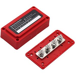 Offgridtec ® BusBar Box 4 x M8 Connection Bolts with Cover and Fixing Screws Red Offgridtec ® BusBar Box 4 x M8 Connection Bolts with Cover and Fixing Screws Red
