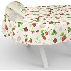 ANRO Oilcloth Tablecloth, Washable, Oilcloth, Garden Tablecloth, Outdoor, Indoor, Oval, 200 x 140 cm, Cut Edge, Strawberries ANRO Oilcloth Tablecloth, Washable, Oilcloth, Garden Tablecloth, Outdoor, Indoor, Oval, 200 x 140 cm, Cut Edge, Strawberries