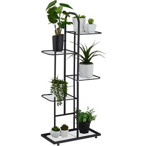 Relaxdays Plant Stand, Flower Pot Holder with 5 Tiers, HWD: 96 x 45 x 22 cm, Metal Frame, Shelving, Space-Saving, Black, Steel Relaxdays Plant Stand, Flower Pot Holder with 5 Tiers, HWD: 96 x 45 x 22 cm, Metal Frame, Shelving, Space-Saving, Black, Steel