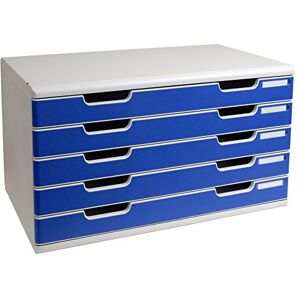 Exacompta Ref 322003D Modulo A3 Office 350 x 576 x 320mm in Size, 5 Drawers (54mm Height), Smooth Opening with Stop, Label Holders Light Grey/Blue Exacompta Ref 322003D Modulo A3 Office 350 x 576 x 320mm in Size, 5 Drawers (54mm Height), Smooth Opening with Stop, Label Holders Light Grey/Blue