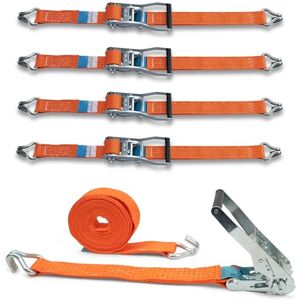 Dolezych DoZurr 5000 Tie Down Straps with Sturdy Ratchet and Profile Hook, Load Capacity up to 2500 kg, 50 mm Wide x 6 m Long, Orange, for Trucks and Large Trailers Set of 4 Dolezych DoZurr 5000 Tie Down Straps with Sturdy Ratchet and Profile Hook, Load Capacity up to 2500 kg, 50 mm Wide x 6 m Long, Orange, for Trucks and Large Trailers Set of 4