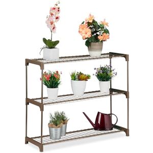 Relaxdays Plant Rack, 3, Stand for Flowers & Pots, Metal & Plastic, HWD: 72x91x28 cm, Shelving for Herbs, Brown, Steel Relaxdays Plant Rack, 3, Stand for Flowers & Pots, Metal & Plastic, HWD: 72x91x28 cm, Shelving for Herbs, Brown, Steel