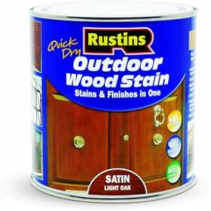 RUSTINS Quick Dry Outdoor Wood Stain Satin Light Oak 1ltr Durable and Weather-Resistant Finish, Fast Drying, Vibrant Color for Decks, Fences, & Furniture, Available in Many Wood Shades RUSTINS Quick Dry Outdoor Wood Stain Satin Light Oak 1ltr Durable and Weather-Resistant Finish, Fast Drying, Vibrant Color for Decks, Fences, & Furniture, Available in Many Wood Shades