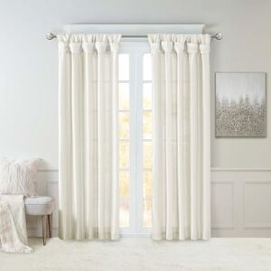Madison Park Emilia Faux Silk Single Curtain with Privacy Lining, DIY Twist Tab Top, Window Drape for Living Room, Bedroom and Dorm, 50x108, White Madison Park Emilia Faux Silk Single Curtain with Privacy Lining, DIY Twist Tab Top, Window Drape for Living Room, Bedroom and Dorm, 50x108, White