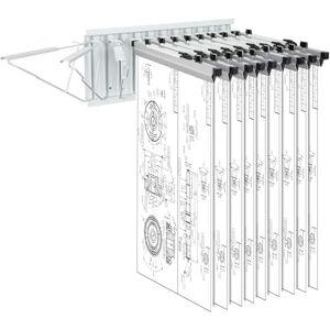 VEVOR Wall Mount Blueprint Storage Rack – Holds up to 1200 Blueprints, Hanging Blueprint Holder with 12 Pivot Brackets, for 24", 30", 36", or 42" Clamps(Rack Only Without Clamps)- Heavy Duty(240lbs) VEVOR Wall Mount Blueprint Storage Rack – Holds up to 1200 Blueprints, Hanging Blueprint Holder with 12 Pivot Brackets, for 24", 30", 36", or 42" Clamps(Rack Only Without Clamps)- Heavy Duty(240lbs)