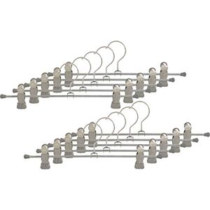 MAWA Hanger for Clothes with Clips, Clip K/D, Set of 10, Space-Saving Hanger for Trousers and Skirts, with Anti-Slip Coated Clips, 360° Rotatable, 30 cm, Silver MAWA Hanger for Clothes with Clips, Clip K/D, Set of 10, Space-Saving Hanger for Trousers and Skirts, with Anti-Slip Coated Clips, 360° Rotatable, 30 cm, Silver