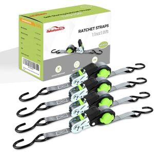 Autofonder Self-Storing NeatStrap Ratchet Strap 4 Pack Motorcycle, Kayak Ratcheting Straps 1 in x 15 ft Tie-Downs for Hauling and Storing Cargo Securely in Pickup Bed, Moving Truck, Trailer Autofonder Self-Storing NeatStrap Ratchet Strap 4 Pack Motorcycle, Kayak Ratcheting Straps 1 in x 15 ft Tie-Downs for Hauling and Storing Cargo Securely in Pickup Bed, Moving Truck, Trailer