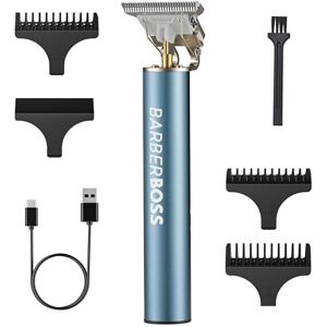 BARBERBOSS Cordless Beard & Hair Trimmer for Men T-Blade Groomer with USB Charging, 3 Length Combs & 0.1mm Precision Blade for Face, Hairline & Detail Styling (Metal Blue) BARBERBOSS Cordless Beard & Hair Trimmer for Men T-Blade Groomer with USB Charging, 3 Length Combs & 0.1mm Precision Blade for Face, Hairline & Detail Styling (Metal Blue)