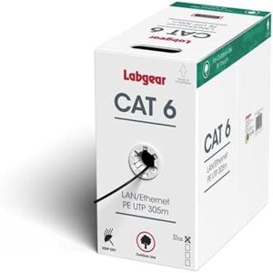 Labgear Cat 6 Ethernet Cable 305m, 100% Pure Copper, Outdoor Internet Cable, 23AWG UTP 305m, Weatherproof, High Speed LAN Ethernet Network Cable, Frequency 250MHz, 4 Twisted Pairs Labgear Cat 6 Ethernet Cable 305m, 100% Pure Copper, Outdoor Internet Cable, 23AWG UTP 305m, Weatherproof, High Speed LAN Ethernet Network Cable, Frequency 250MHz, 4 Twisted Pairs