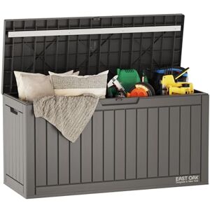 EAST OAK 60 Gallon Large Deck Box, Outdoor Storage Box with Padlock for Patio Furniture, Patio Cushions, Gardening Tools, Pool Supplies, Waterproof and UV Resistant, Grey (DB23001) EAST OAK 60 Gallon Large Deck Box, Outdoor Storage Box with Padlock for Patio Furniture, Patio Cushions, Gardening Tools, Pool Supplies, Waterproof and UV Resistant, Grey (DB23001)