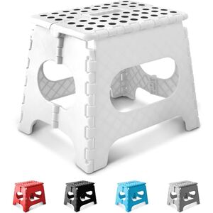 KEPLIN 11 Inch Heavy Duty Folding Step Stool Non-Slip Foldable Footstool for Toddlers, Children & Adults Portable, Lightweight Plastic Footstep w/Carrying Handle for Indoor or Outdoor (White) KEPLIN 11 Inch Heavy Duty Folding Step Stool Non-Slip Foldable Footstool for Toddlers, Children & Adults Portable, Lightweight Plastic Footstep w/Carrying Handle for Indoor or Outdoor (White)