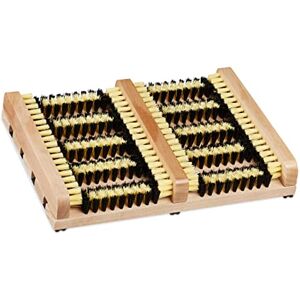 Relaxdays Outdoor Shoe Brush Mat, Non-Slip Base, Thick Bristles, Wooden Strip, Multi-Coloured Relaxdays Outdoor Shoe Brush Mat, Non-Slip Base, Thick Bristles, Wooden Strip, Multi-Coloured