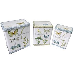 All Chic Set of 3 Tin Storage Containers Featuring a Shabby Chic Butterfly Design All Chic Set of 3 Tin Storage Containers Featuring a Shabby Chic Butterfly Design