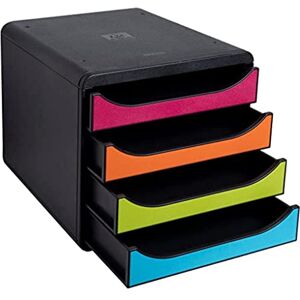 Exacompta Ref 310498D BIG-BOX Desktop Drawer Set 4 x 55mm Drawers, Suitable for A4+ Documents, 347 x 278 x 267mm, 100% Recycled Plastic Black/Harlequin Exacompta Ref 310498D BIG-BOX Desktop Drawer Set 4 x 55mm Drawers, Suitable for A4+ Documents, 347 x 278 x 267mm, 100% Recycled Plastic Black/Harlequin