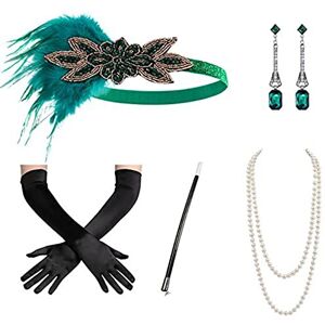 Glanhbnol 20s Flapper Women Costume Party Headband Necklace Earrings 1920s Vintage Cos-play Party Costume Accessories Set Glanhbnol 20s Flapper Women Costume Party Headband Necklace Earrings 1920s Vintage Cos-play Party Costume Accessories Set