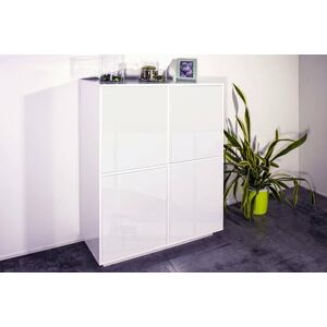 Dmora Sideboard Zaccaria, Kitchen sideboard with 4 doors, Living room buffet, 100% Made in Italy, cm 100x41h126, Glossy white Dmora Sideboard Zaccaria, Kitchen sideboard with 4 doors, Living room buffet, 100% Made in Italy, cm 100x41h126, Glossy white