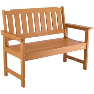 Succebuy Outdoor Bench - Weatherproof Plastic Frame, Natural Wood - 128 cm, 363 kg Succebuy Outdoor Bench - Weatherproof Plastic Frame, Natural Wood - 128 cm, 363 kg