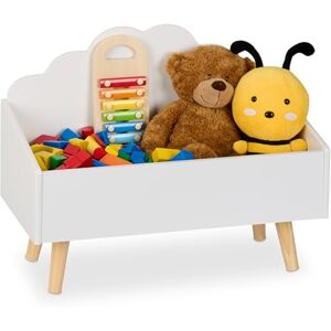 Relaxdays Toy Storage Chest - White, Cloud Design, 45x58x28 cm Relaxdays Toy Storage Chest - White, Cloud Design, 45x58x28 cm