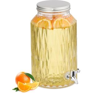 Relaxdays Drinks Dispenser, 5 litres, Beverage Jar with Diamond Design, Tap and Lid, Water Container, Glass, Transparent Relaxdays Drinks Dispenser, 5 litres, Beverage Jar with Diamond Design, Tap and Lid, Water Container, Glass, Transparent