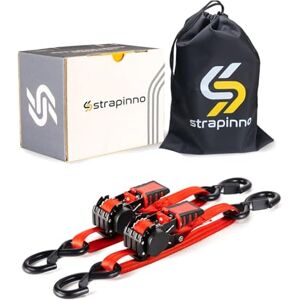 Strapinno Retractable Ratchet Straps 1 in x 2.5 ft Heavy Duty Boat Transom Tie Down, 2PCS, 2400lbs Breaking Strength, S Hooks with Safety Clip, for Boat, Jetski, Seadoo, Waverunner, and PWCs (Red) Strapinno Retractable Ratchet Straps 1 in x 2.5 ft Heavy Duty Boat Transom Tie Down, 2PCS, 2400lbs Breaking Strength, S Hooks with Safety Clip, for Boat, Jetski, Seadoo, Waverunner, and PWCs (Red)