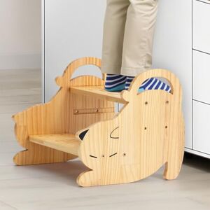 COSYLAND Toddlers Step Stool with Handle Height Adjustable Wooden Nursery Stool for Toilet Potty Training, Bathroom, Kitchen, Stable & Non-slip (Cat Shaped) COSYLAND Toddlers Step Stool with Handle Height Adjustable Wooden Nursery Stool for Toilet Potty Training, Bathroom, Kitchen, Stable & Non-slip (Cat Shaped)
