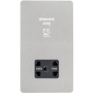 Schneider Electric Ultimate Screwless Flat Plate Shaver Socket, Dual Voltage, 115/230V, GU7490BSS, Stainless Steel with Black Insert Schneider Electric Ultimate Screwless Flat Plate Shaver Socket, Dual Voltage, 115/230V, GU7490BSS, Stainless Steel with Black Insert