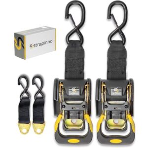 Strapinno STRAPPINO 2PCS Retractable Ratchet Straps (1 7/8 in x 4 ft) Heavy Duty Tie-Downs with Extension Straps, Bolt Set & Safety Latch S-Hooks,for Boat,ATV Strapinno STRAPPINO 2PCS Retractable Ratchet Straps (1 7/8 in x 4 ft) Heavy Duty Tie-Downs with Extension Straps, Bolt Set & Safety Latch S-Hooks,for Boat,ATV