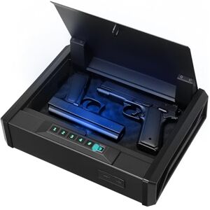 VEVOR Gun Safe, Heavy Duty Handgun Safe with Fingerprint/Password/Key, 3-Way Quick Access Firearm Case Box with Lighting for 2 Pistols & 2 Magazines, Pistol Gun Box for Nightstand Bedside Desk Car VEVOR Gun Safe, Heavy Duty Handgun Safe with Fingerprint/Password/Key, 3-Way Quick Access Firearm Case Box with Lighting for 2 Pistols & 2 Magazines, Pistol Gun Box for Nightstand Bedside Desk Car