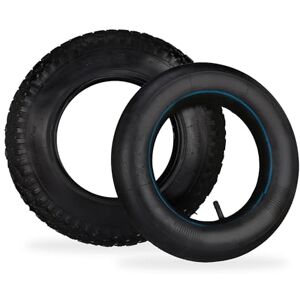 Relaxdays Wheelbarrow Wheel with Inner Tube, Spare Tyre 3.50-8 for Sack Truck, Studded Tread, Load up to 154 kg, Black, Rubber, 3.5-8 Relaxdays Wheelbarrow Wheel with Inner Tube, Spare Tyre 3.50-8 for Sack Truck, Studded Tread, Load up to 154 kg, Black, Rubber, 3.5-8