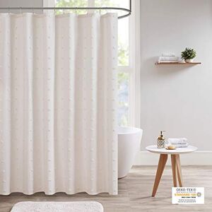 URBAN HABITAT Brooklyn Cotton Fabric Shower Curtain Jacquard Pom Machine Washable Shabby Chic Modern Home Bathroom Décor Bathtub Privacy Screen, 70" x 72", Ivory URBAN HABITAT Brooklyn Cotton Fabric Shower Curtain Jacquard Pom Machine Washable Shabby Chic Modern Home Bathroom Décor Bathtub Privacy Screen, 70" x 72", Ivory