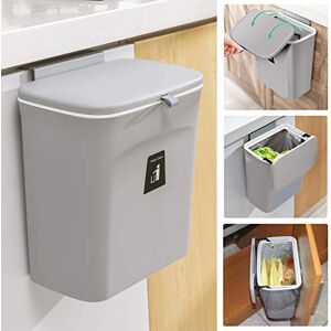 Tiyafuro None Brand 2.4 Gallon Kitchen Compost Bin for Counter Top or Under Sink, Hanging Small Trash Can with Lid for Cupboard/Bathroom/Bedroom/Office/Camping, Mountable Indoor Compost Bucket, Gray Tiyafuro None Brand 2.4 Gallon Kitchen Compost Bin for Counter Top or Under Sink, Hanging Small Trash Can with Lid for Cupboard/Bathroom/Bedroom/Office/Camping, Mountable Indoor Compost Bucket, Gray