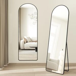 SONGMICS Full Length Mirror, Arched Full Body Floor Mirror with Stand, Aluminium Alloy Frame, Tempered Glass, for Bedroom, Living Room, Cloakroom, Rounded Corner, 150 x 40 cm, Matte Black LFM055BD01 SONGMICS Full Length Mirror, Arched Full Body Floor Mirror with Stand, Aluminium Alloy Frame, Tempered Glass, for Bedroom, Living Room, Cloakroom, Rounded Corner, 150 x 40 cm, Matte Black LFM055BD01
