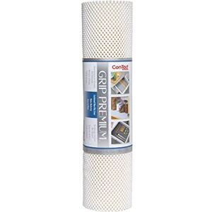 Con-Tact Brand Grip Premium Shelf Liner, Thick and Non-Adhesive Drawer Liner, Multi-Purpose and Easy to Use, 18" x 10', White, Pack of 1 Con-Tact Brand Grip Premium Shelf Liner, Thick and Non-Adhesive Drawer Liner, Multi-Purpose and Easy to Use, 18" x 10', White, Pack of 1