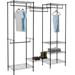 Amazon Basics Metal Hanging Storage Organizer Rack Wardrobe with Shelves, 70''L x18'W x 76''H Amazon Basics Metal Hanging Storage Organizer Rack Wardrobe with Shelves, 70''L x18'W x 76''H