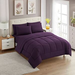 Sweet Home Collection Ultra Soft Down Alternative Set & Luxurious Bed Sheets, Polyester, Purple, Full Sweet Home Collection Ultra Soft Down Alternative Set & Luxurious Bed Sheets, Polyester, Purple, Full