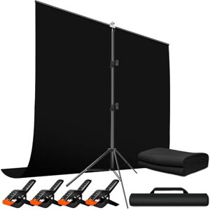Heysliy Black Screen Blackground with Stand 2x2M/6.5x6.5Ft,1.5 x2M BlackScreen Photography Backdrop Kit for Gaming,Photo Studio,Stream,Chroma Key Heysliy Black Screen Blackground with Stand 2x2M/6.5x6.5Ft,1.5 x2M BlackScreen Photography Backdrop Kit for Gaming,Photo Studio,Stream,Chroma Key