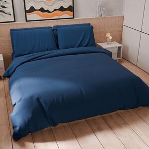 PETTI Artigiani Italiani Double Duvet Cover, Duvet Cover and Pillowcases in Microfiber, Solid Color Night Blue, 100% Made in Italy PETTI Artigiani Italiani Double Duvet Cover, Duvet Cover and Pillowcases in Microfiber, Solid Color Night Blue, 100% Made in Italy