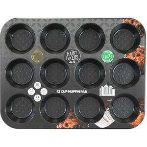 Hairy Bikers Bakeware, 12 Cup Muffin Tray, Non-Stick Coating, PFOA Free, Oven Safe, Dishwasher Safe, Freezer Safe, Black Hairy Bikers Bakeware, 12 Cup Muffin Tray, Non-Stick Coating, PFOA Free, Oven Safe, Dishwasher Safe, Freezer Safe, Black