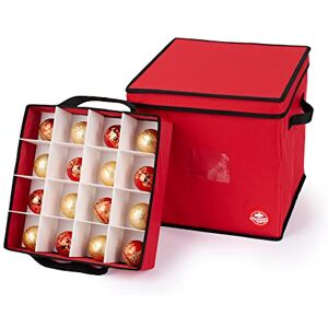 Christmas Village 64 Bauble Storage Bag with Adjustable Dividers, Removable Lid – 600D Fabric Premium Bag for Xmas Tree Decors Organisers, Festive Ball Holder & Carry Handles (Red, w/Pull Out Trays) Christmas Village 64 Bauble Storage Bag with Adjustable Dividers, Removable Lid – 600D Fabric Premium Bag for Xmas Tree Decors Organisers, Festive Ball Holder & Carry Handles (Red, w/Pull Out Trays)