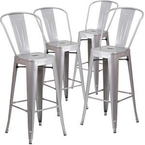 Flash Furniture Lily Commercial Grade 4 Pack 30" High Silver Metal Indoor-Outdoor Barstool with Removable Back Flash Furniture Lily Commercial Grade 4 Pack 30" High Silver Metal Indoor-Outdoor Barstool with Removable Back