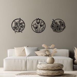 Hanah Home Stylish Black Decorative Metal Wall Accessory (3 Pieces), 50 x 57 cm, 100% Metal, 1.5 mm Thickness, Perfect for Modern Home Decor & Gallery Walls Hanah Home Stylish Black Decorative Metal Wall Accessory (3 Pieces), 50 x 57 cm, 100% Metal, 1.5 mm Thickness, Perfect for Modern Home Decor & Gallery Walls