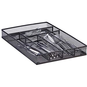 Relaxdays Large Metal Mesh Cutlery Tray, Open Drawer Organizer Insert, L, HWD: 5.1 x 28.6 x 40.6 cm, Black Relaxdays Large Metal Mesh Cutlery Tray, Open Drawer Organizer Insert, L, HWD: 5.1 x 28.6 x 40.6 cm, Black