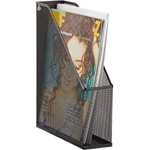 Relaxdays A4 Metal Mesh File Holder, Standing Magazine Rack, Eyelets for Mounting, Document Organiser, Black Relaxdays A4 Metal Mesh File Holder, Standing Magazine Rack, Eyelets for Mounting, Document Organiser, Black