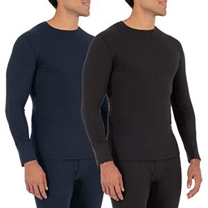 Fruit of the Loom Men's Recycled Waffle Thermal Underwear Crew Top (1 and 2 Packs) Pajama, Black/Navy, 3X Fruit of the Loom Men's Recycled Waffle Thermal Underwear Crew Top (1 and 2 Packs) Pajama, Black/Navy, 3X